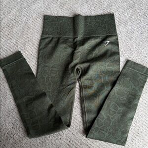 New Gymshark Seamless Animal Print Green Leggings